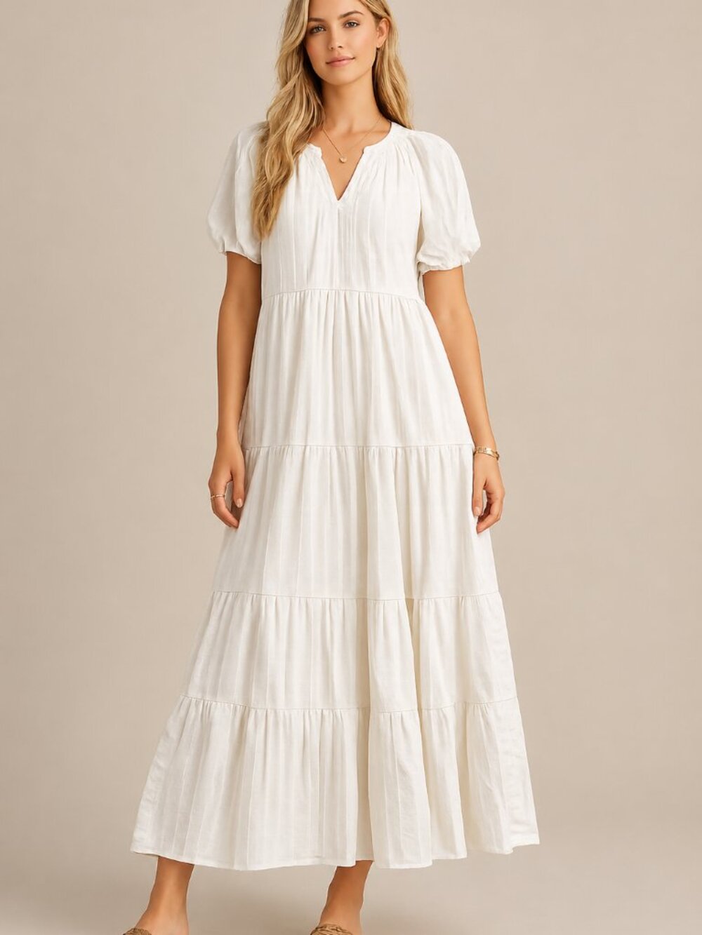 Madewell Bubble-Sleeve Tiered Midi Dress Tiered Skirt